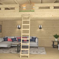 Grand abri de jardin avec mezzanine en bois Jasmin - Intérieur