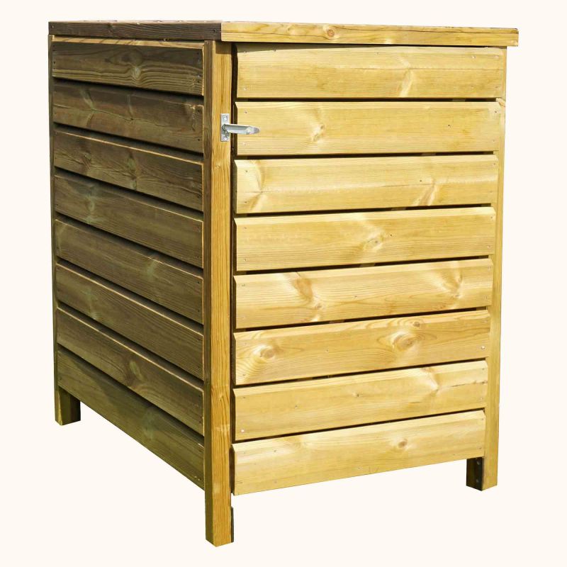 Cache-poubelle simple en bois exotique - 75 x 75 x 135 cm